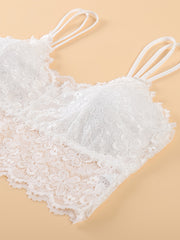2pcs Lace Wireless Bras Comfy & Breathable Double Straps Lingerie Underwear
