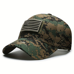 American Flag Patch Camo Baseball Cap Adjustable Sun Hat For Men Women