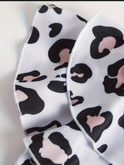 Leopard Print Tankini Ruffle Girls Swimsuit