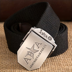 Men's Automatic Canvas Buckle Casual Woven Waist Belt