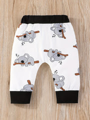 Baby Koala Printed Jumpsuit Top Full Printed Pants Hat 3pcs Set