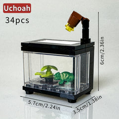 Creative Fish Tank Building Block Toy Aquarium Lizard Tank Model