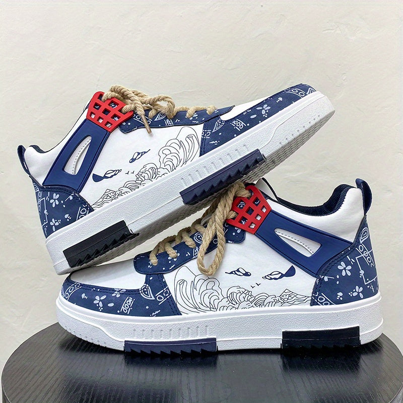 Men's Graffiti Print Walking Skate Shoes - Spring/Summer
