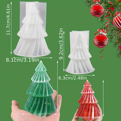 2pcs Christmas Tree Candle Making Silicone Molds - DIY Aromatic Wax Candle Soap
