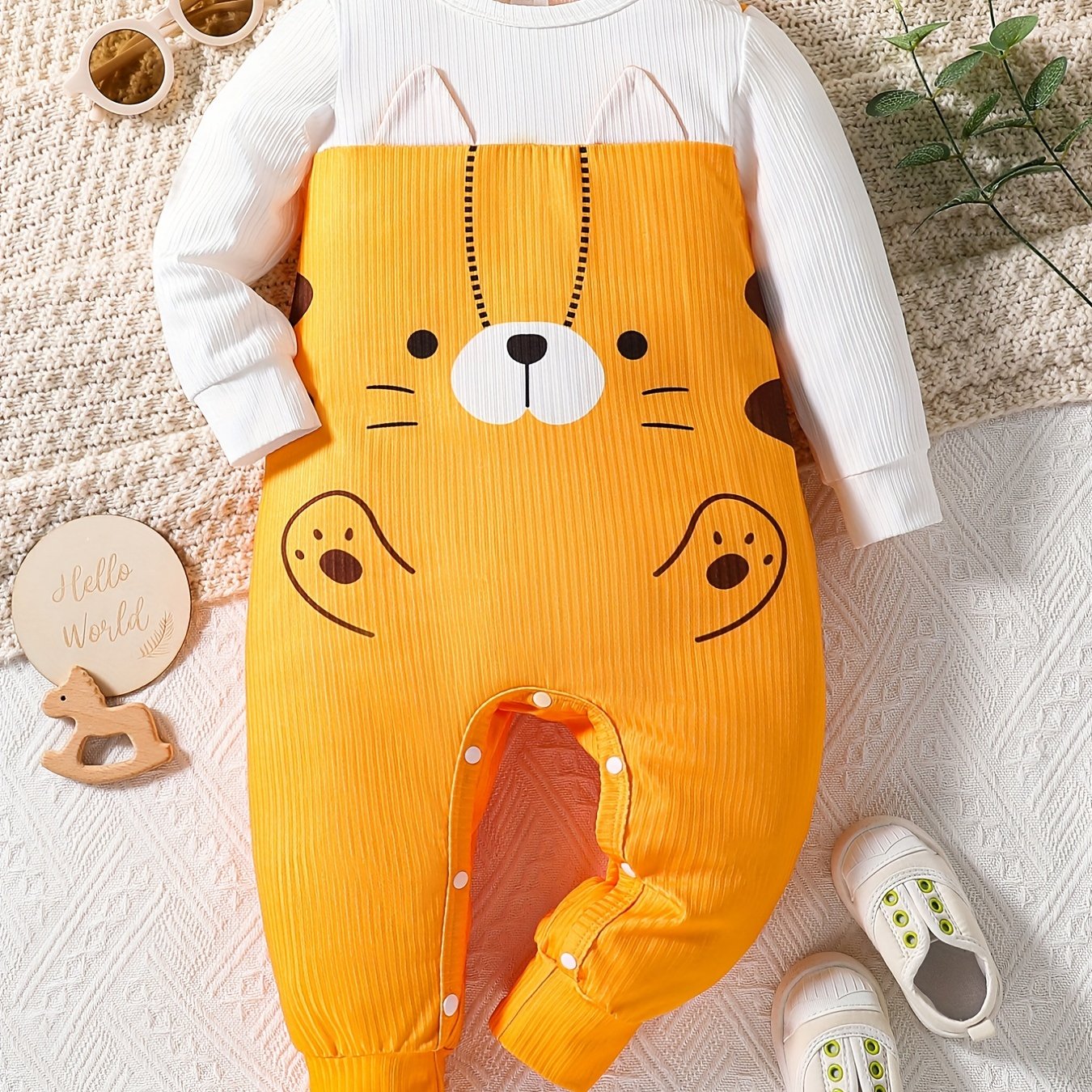 Baby Boy Kitty Graphic Bodysuit Newborn Long Sleeve