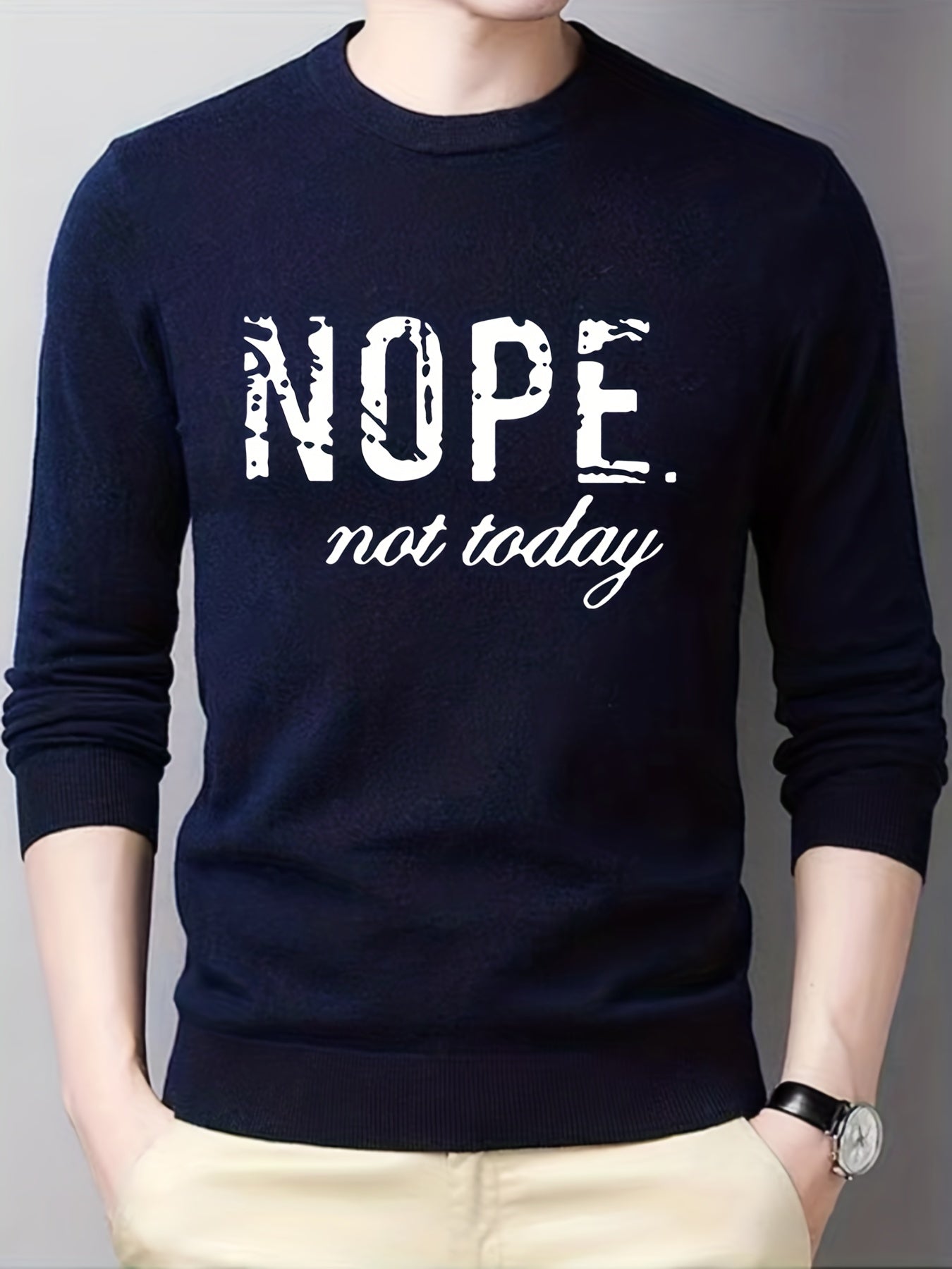 Men's Casual Warm Knitted Crew Neck Sweater
