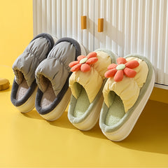 Men's Casual Plush Thermal Platform Slippers Waterproof Comfortable Slippers