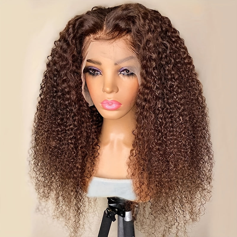10 12 14 Inch Curly Bob Wig Human Hair 180 Density Curly Frontal Wigs Brown
