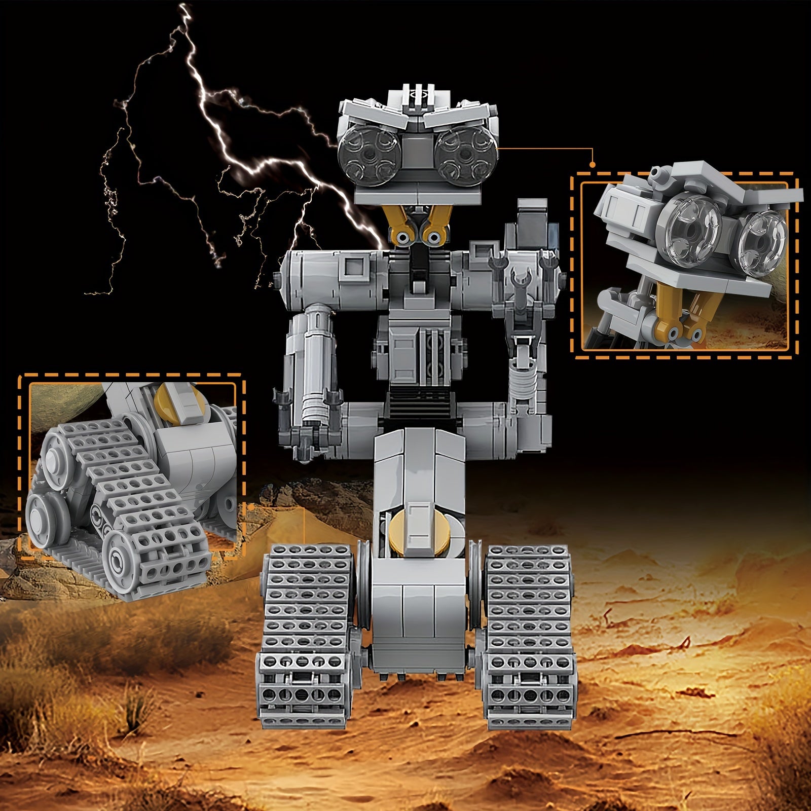 Yellow Robot Rolling Building Blocks Toys