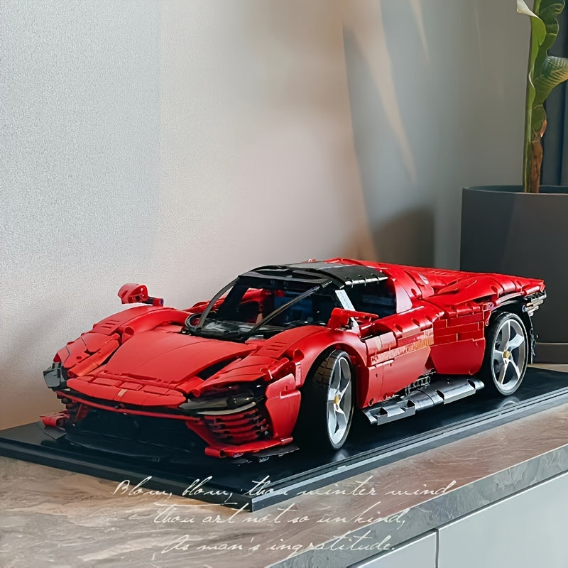 Red Sports Car Building Block Toy Set for Adults