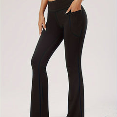 High Waist Flared Yoga Pants with Pocket