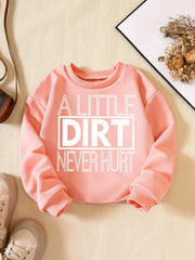 Letter Print Casual Crew Neck Girls' Sweatshirt Pullovers