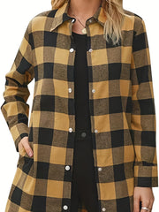 Plaid Jacket Casual Long Sleeve Jacket for Women