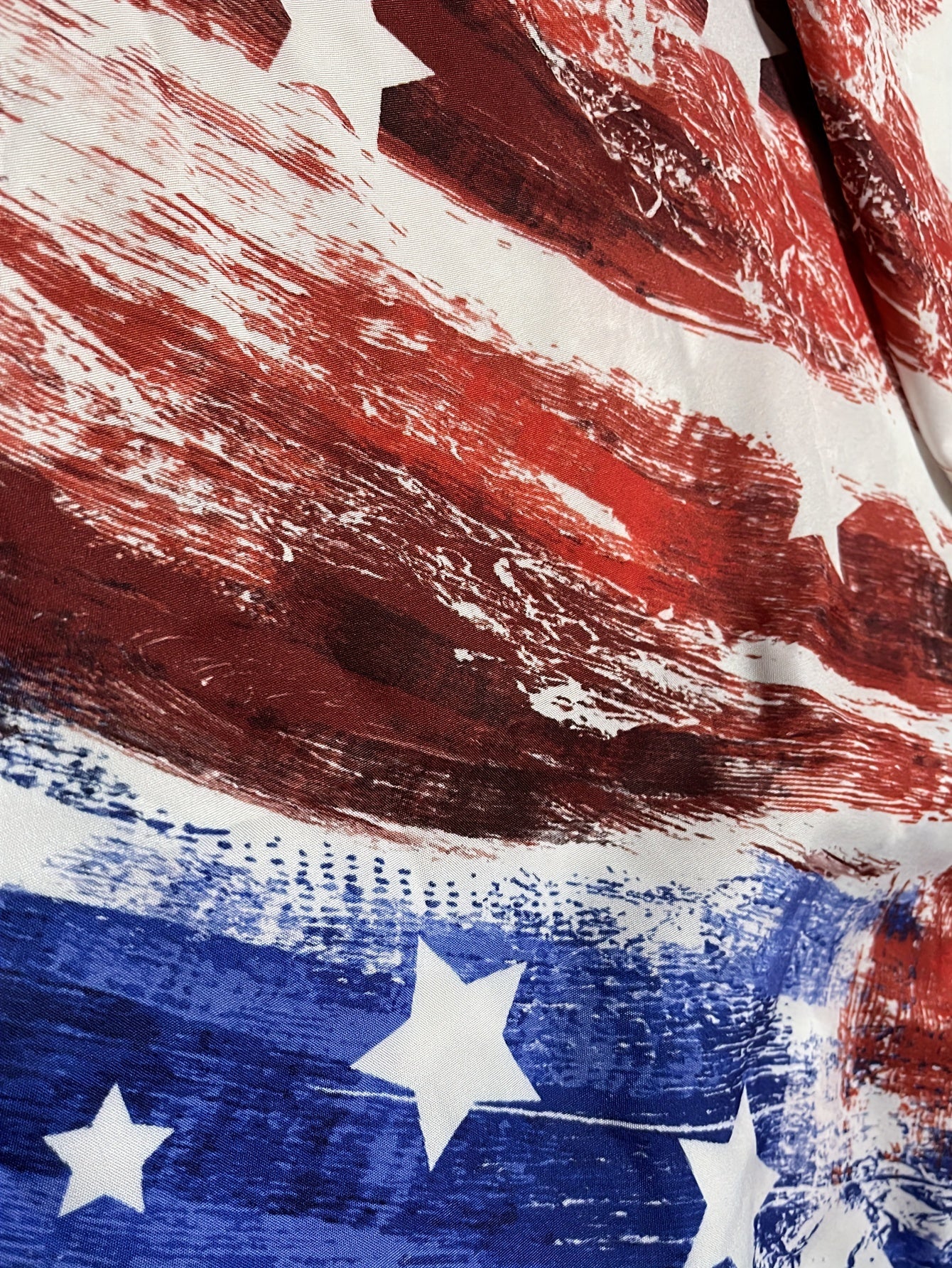 Flag Print Long Sleeve Button Up Top