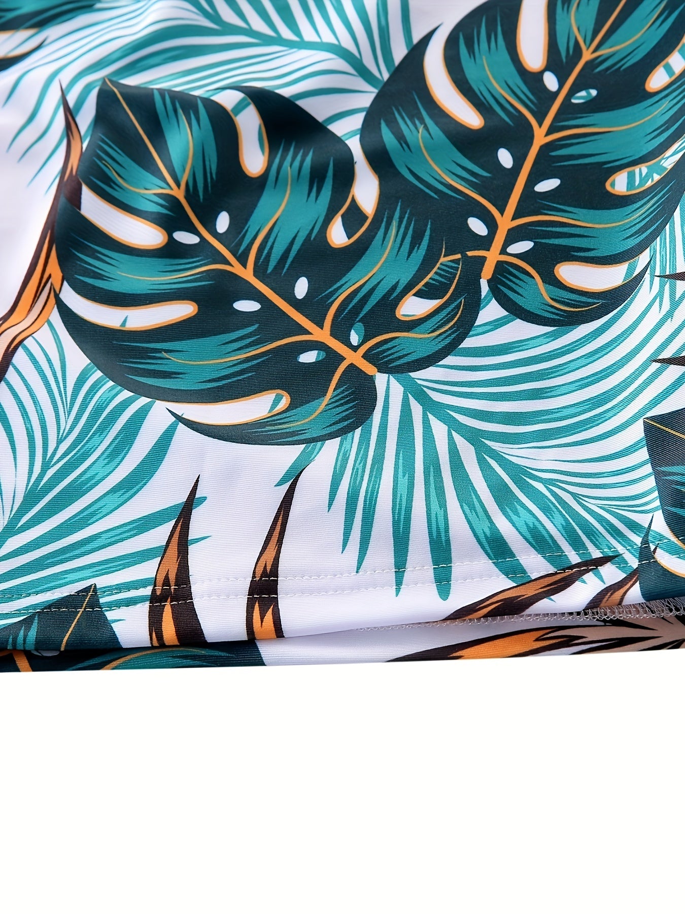 Men's Quick Dry Swim Trunks Tropical Leaf Pattern