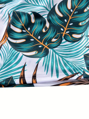 Men's Quick Dry Swim Trunks Tropical Leaf Pattern