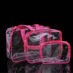 3pcs Travel PVC Cosmetic Bags Transparent Zipper Makeup Organizer Handbags