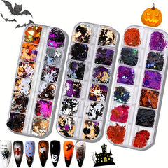 Halloween Nail Art Glitter Sequins 3D Holographic Confetti Manicure DIY