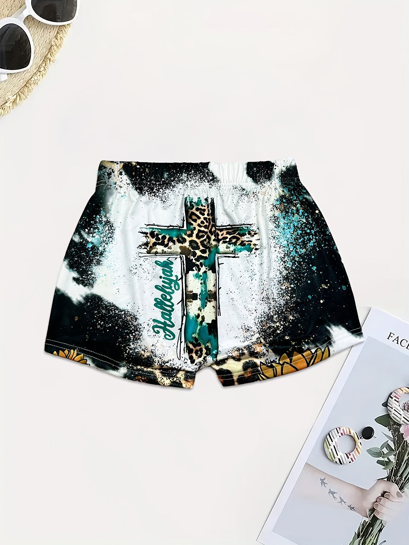 Leopard Cross Print Skinny Shorts for Women