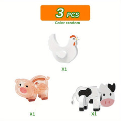 Farm Animal Magnetic Building Blocks 3D Stacking Toy Set