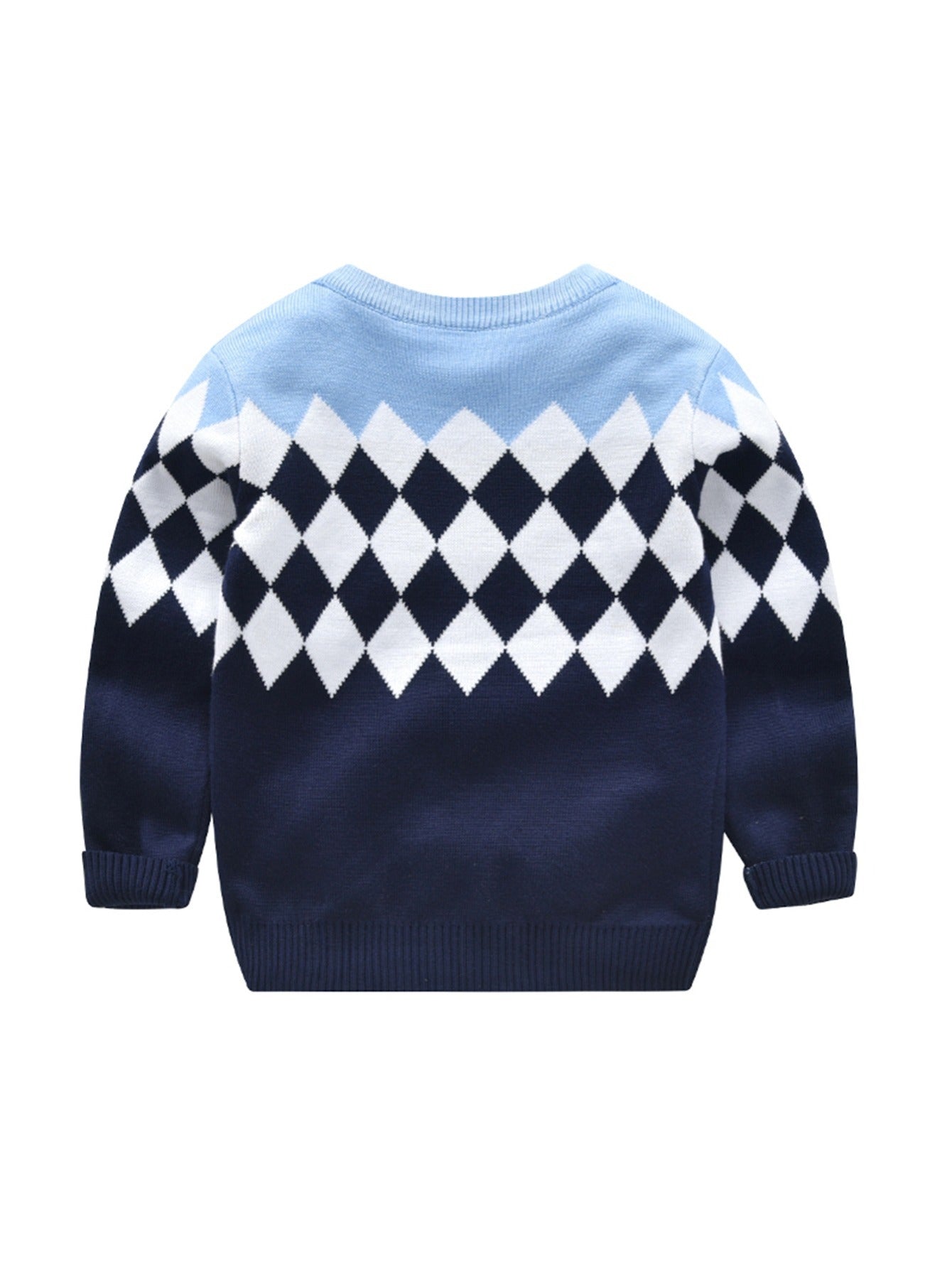 Boys Knitted Argyle Plaid Pullover Sweater
