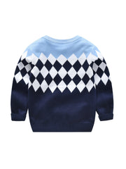 Boys Knitted Argyle Plaid Pullover Sweater