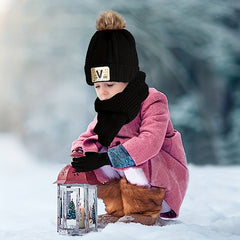 Kids Autumn Winter Hat Scarf Gloves Set