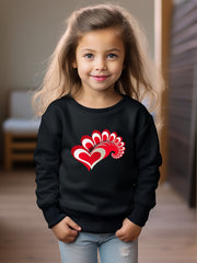 Love Heart Print Sweatshirt Girls Casual Graphic Crew Neck Pullover Sweatshirt