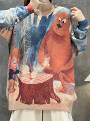 Women's Cartoon Print Long Sleeve Sweater