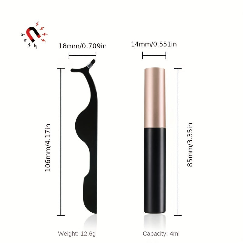 10 Pairs Magnetic Eyelashes Kit With 2 Magnetic Eyeliners & Tweezer