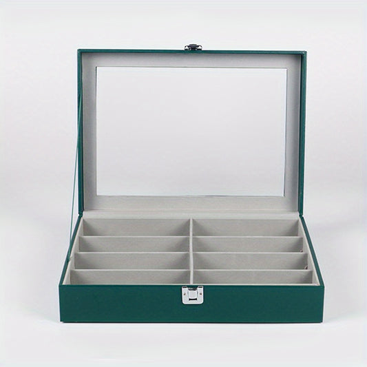 8 Grid PU Leather Sunglasses Storage Box