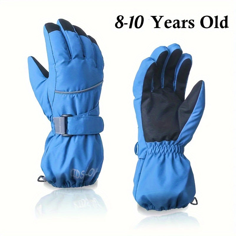 Kids Winter Fleece Mittens - Waterproof Warm Gloves for Boys & Girls