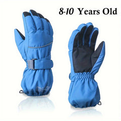 Kids Winter Fleece Mittens - Waterproof Warm Gloves for Boys & Girls