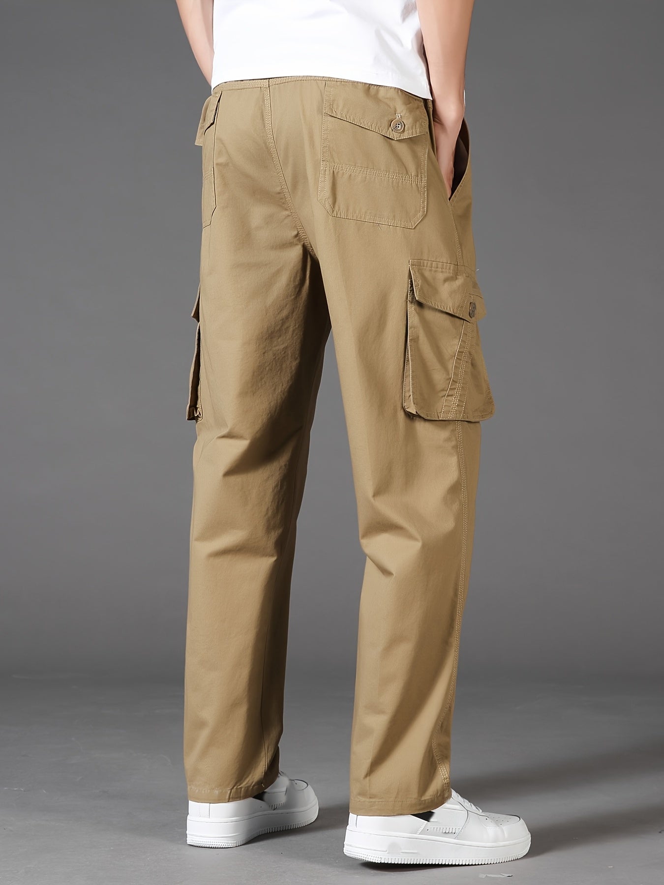 Men's High Waist Cargo Pants Workout Casual Pants With Pockets