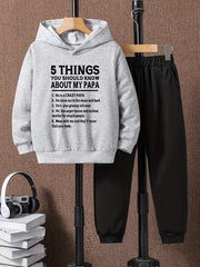 Boys Papa Print Hoodie & Sweatpants Set