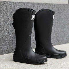 Women's Platform Knee High Rain Boots Non-slip Slip On Waterproof Working Shoes