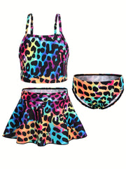 Toddler Girls Rainbow Unicorn Swimsuit Set Tankini Top Shorts Skirt