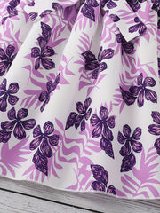 Toddler Girls Ruffle Trim Cold Shoulder Flower Graphic Princess Dress