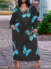 Butterfly Maxi Dress with Pockets