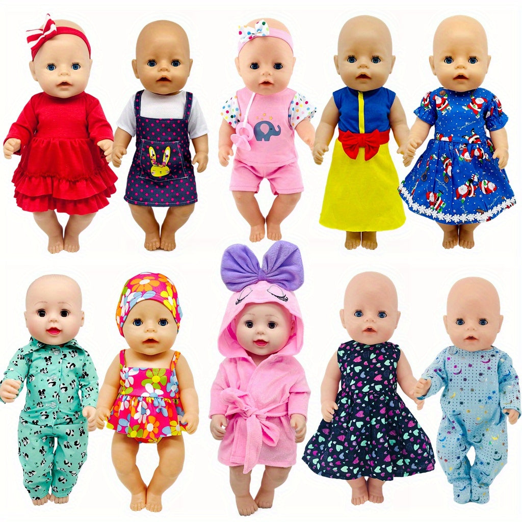 10 Sets of 14-16 Inch Baby Doll Clothes Dresses Headbands Accessories