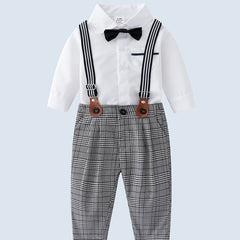 Baby Boys Gentleman Set Shirt Romper Suspender Pants Party