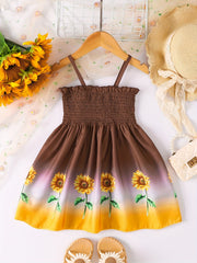 Toddler Girls Gradient Sunflower Cami Princess Dress