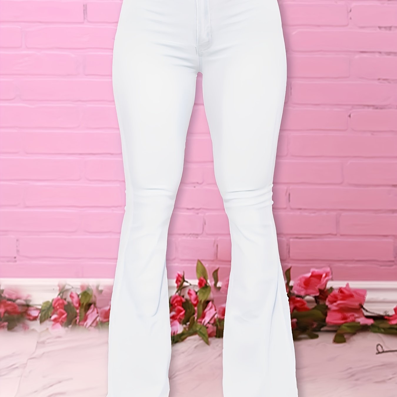 High Waist Flared Jeans Wide Legs Stretch Denim Pants Women's Jeans