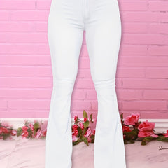 High Waist Flared Jeans Wide Legs Stretch Denim Pants Women's Jeans