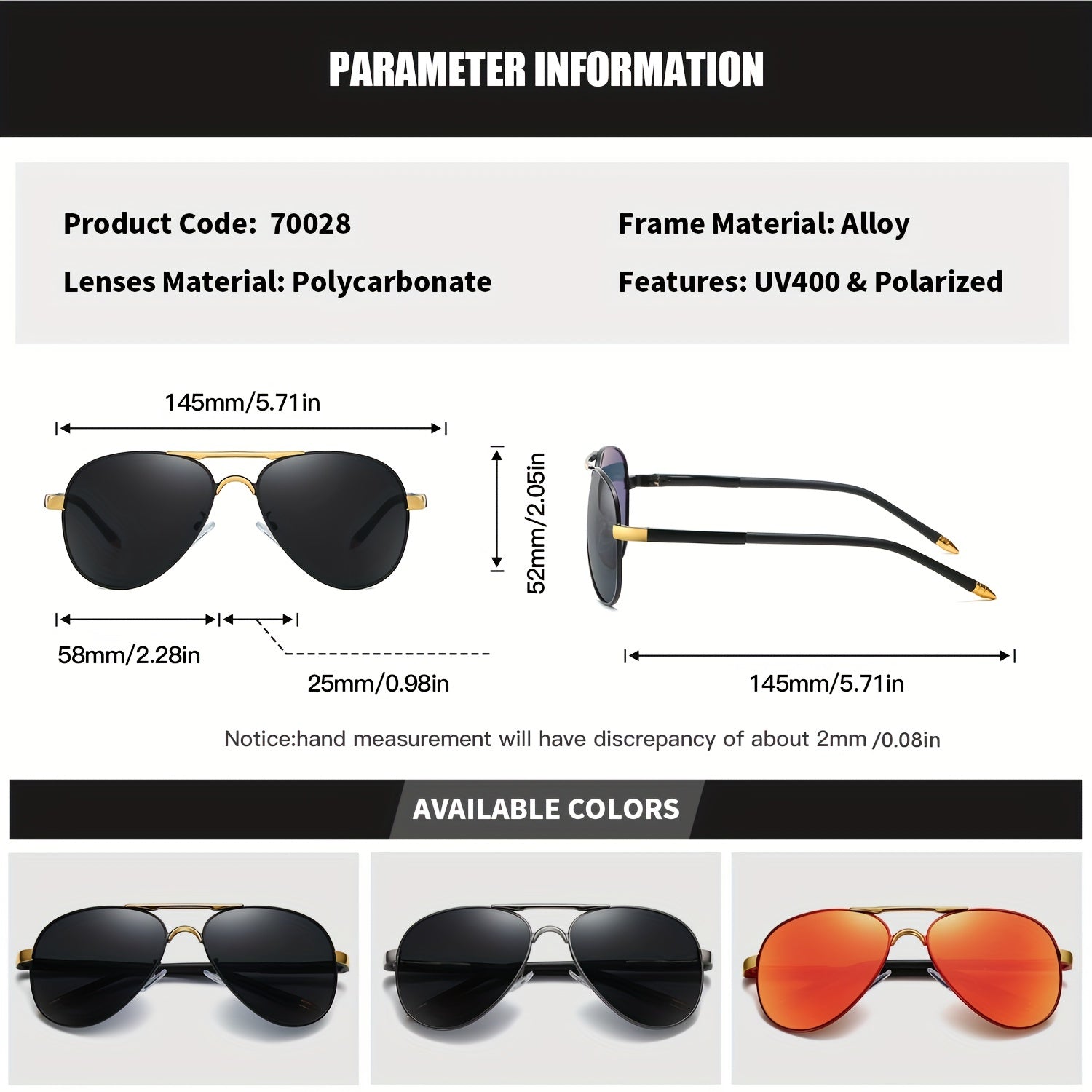 RoyalHot Polarized Oval Frame Sunglasses Driving Sun Glasses Shades P7002