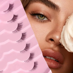 7 Pairs Mixed Length False Eyelashes D Curl Wispy Faux Mink Lashes