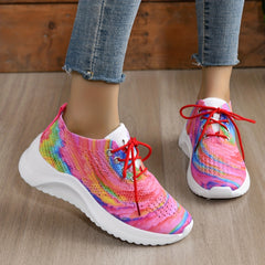 Women's Colorful Mesh Breathable Running Shoes Lightweight Lace Up