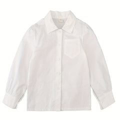 Girls Collared Button Down Varsity Shirt Kids Teens School Uniform Cotton