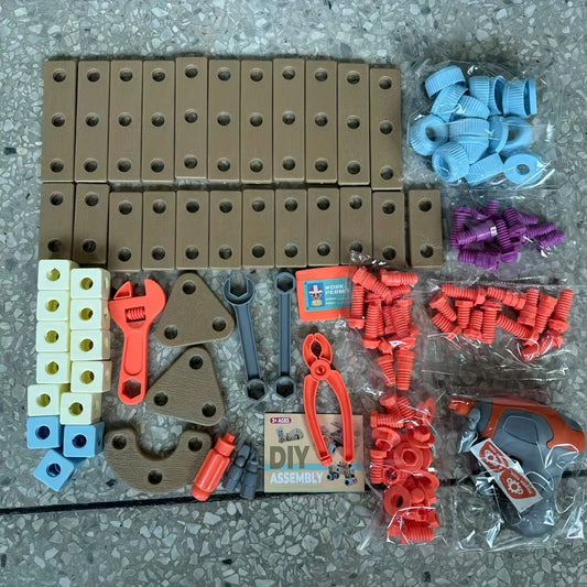 Kids Wooden Block Assembly Tool Set Toy