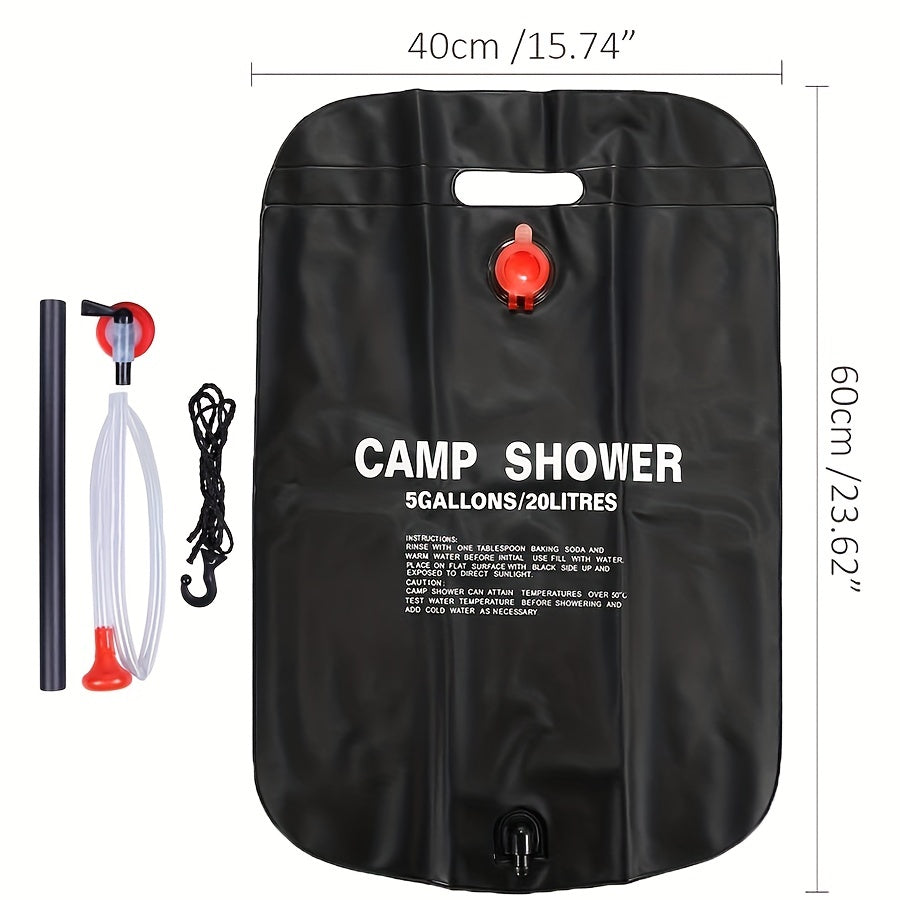 Portable Solar Shower Bag 20L Capacity for Outdoor Travel Hiking Camping